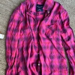 american eagle plaid button up